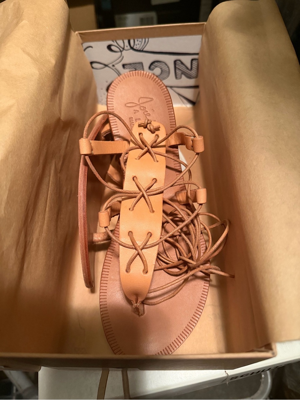 Joie Tan Leather Lace-Up Gladiator Sandals